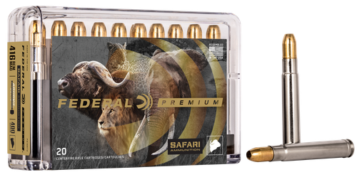 Federal Premium Cape-Shok Rifle Ammunition P416RT2, 416 Remington Mag, Trophy Bonded Sledgehammer, 400 GR, 2400 fps, 20 Rd/bx