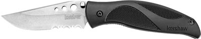 Kershaw Stonewashed Whirlwind Folder Knife w/Drop Point Serrated Edge Blade (1560SWST)