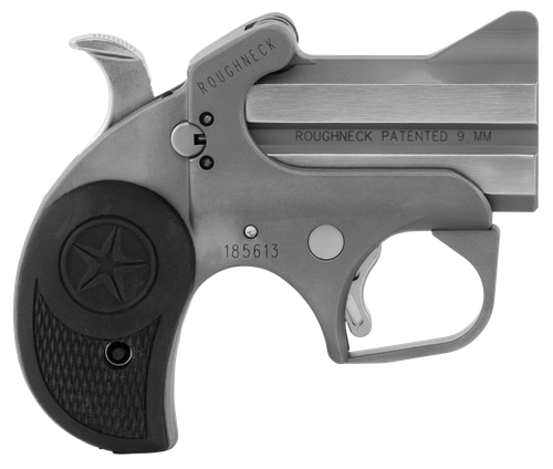 Bond Arms Roughneck Derringer BARN9MM, 9mm, 2.5 in, Black Rubber Grip, Stainless Finish, 2 Rd
