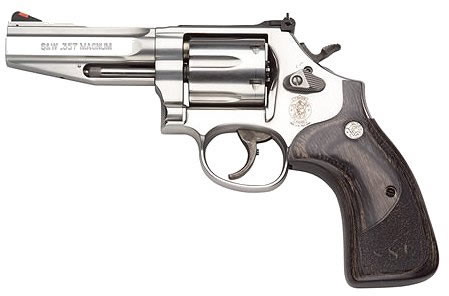 Smith & Wesson 686SSR Pro Revolver 178012, 357 Magnum, 4 in, Wood Grip, Satin Stainless Finish, 6 Rd, Adj Sights