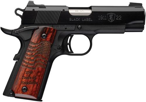 Browning 1911-22 Medallion Comp Pistol 051072490, 22LR, 3.625in, Wood Grips, 10 Rds