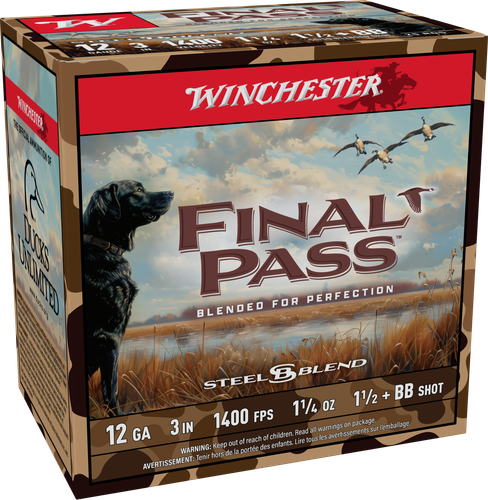 Winchester Final Pass, 12 Gauge, 3", 1 1/4 oz, 1400 fps, BB/1.5 Shot, 25 Rd/bx