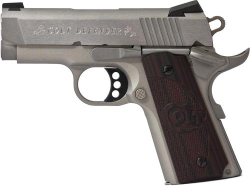 Colt Defender Pistol O7000XE, 45 Automatic Colt Pistol ACP, 3", Black Cherry G10 Grips, Stainless Finish, 7 Rds