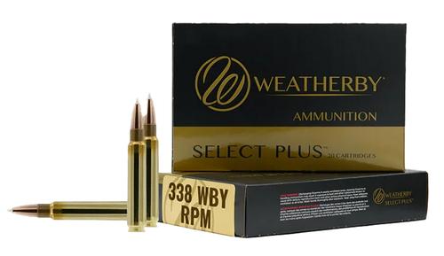 Weatherby Select Plus Rifle Ammunition H338225IL, 338 WBY RPM, InterLock, 225 gr, 2800 fps, 20 Rd/Bx