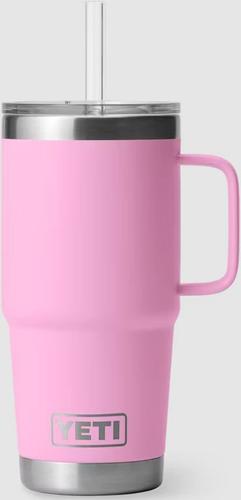 Yeti Rambler 25oz Travel Mug w/ Straw Lid (21071502073) Stainless Steel, Power Pink