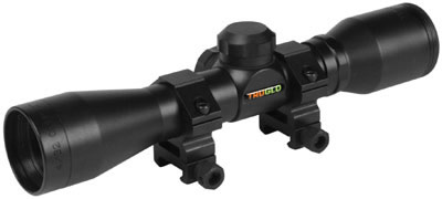 TruGlo Rimfire Scope w/Rings TG8504BR, 4x, 32mm Obj, 1 in Tube Dia, Matte Black, Duplex Reticle