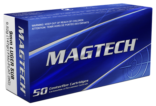 Magtech Sport HuntingPistol Ammunition 9G, 9mm, Full Metal Case (FMJ), 147 GR, 990 fps, 50 Rd/bx