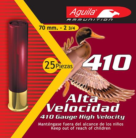 Aguila High Velocity Buck Shotshells 1C4100BA, 410 Gauge, 2-1/2", 1/2 oz, 1100 fps, #00 Buck Lead , 20 Rds/bx