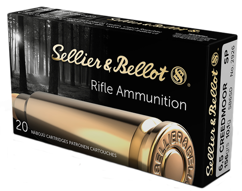 Sellier & Bellot Rifle Ammunition SB65D, 6.5 Creedmoor, Soft Point, 156 gr, 2444 fps, 20 Rd/Bx