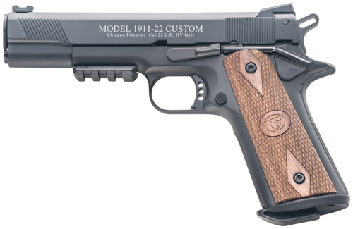 Chiappa 1911-22 Custom Pistol 401101, 22 LR, 5in, Stippled Walnut Grips, Blued Finish, 10 Rds