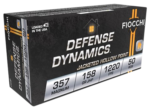 Fiocchi Shooting Dynamics Pistol Ammunition 357B, 357 Magnum, Jacketed Hollow Point (JHP), 158 GR, 1250 fps, 50 Rd/bx