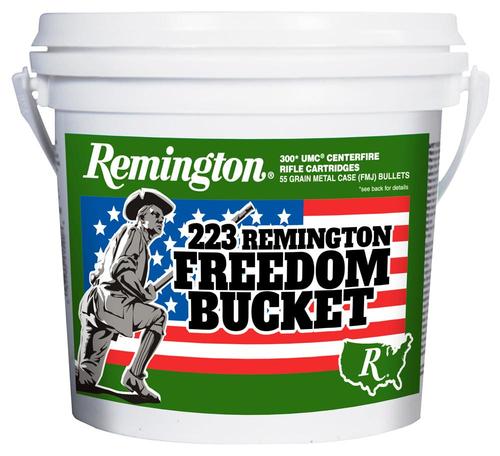 Remington Freedom Bucket Rifle Ammunition L223R3BC, 223 Remington, Full Metal Jacket (FMJ), 55 GR, 3240 fps, 300 Rd/Bx