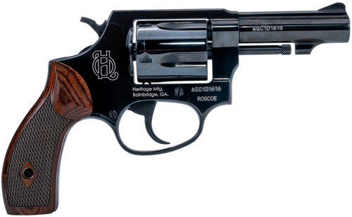 Heritage Roscoe Revolver HR38B3W, 38 Special +P, 3", Wood Grips, Black Finish, 5rd