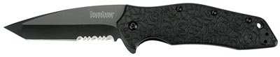 Kershaw Kuro Folder Knife w/Tanto Partially Serrated Edge Blade (1835TBLKST)