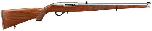 Ruger 10/22 International Rifle 1264, 22 Long Rifle, 18.5", Walnut Mannlicher Stock, Polished Stainless Finish, 10 Rd