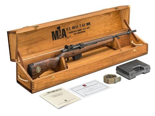 Springfield M1A 50th Anniversary Rifle, MA910250TH, 308 Win, 22 in, Walnut Stock, w/Wood Display Box & Sling
