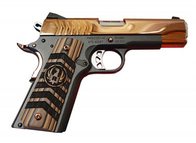 Ruger SR1911 Rose Gold Commander Pistol 6768, 9MM, 4.25 in, Chevron Grip, Rose Gold PVD Finish, 9 Rd