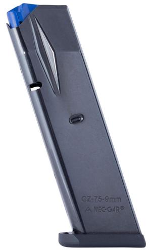 MEC-GAR 9mm Luger Detachable Magazine for CZ 75 SP-01, 10 Rounds, Blued (MGCZ7510B)