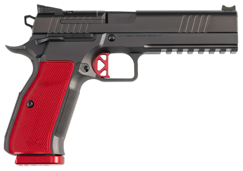 Dan Wesson DWX Pistol 92003, 9mm, 4.95", Red Textured Aluminum Grips, Black DLC Finish, 19 Rds
