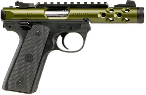 Ruger Mark IV 22/45 Lite Rimfire Pistol 43916, 22 LR, 4.4" Threaded, Black Polymer Grip, Green Anodized Finish, 10 Rd