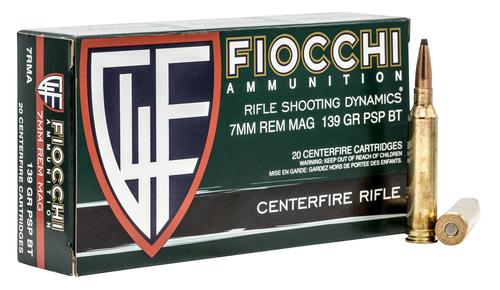 Fiocchi Shooting Dynamics Rifle Ammunition 7RMA, 7mm Rem Mag, Pointed Soft Point, 139 gr, 3150 fps, 20 Rd/Bx