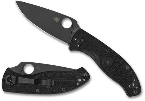 Spyderco Tenacious Folding Knife, Black Plian Edge, Black Handle (C122PBBK)