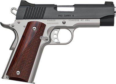 Kimber 3200320 Pro Carry II (Two-Tone) Pistol - .45 ACP, 4 in Barrel, Aluminum Frame, Matte Black Oxide Slide, 7 Rd