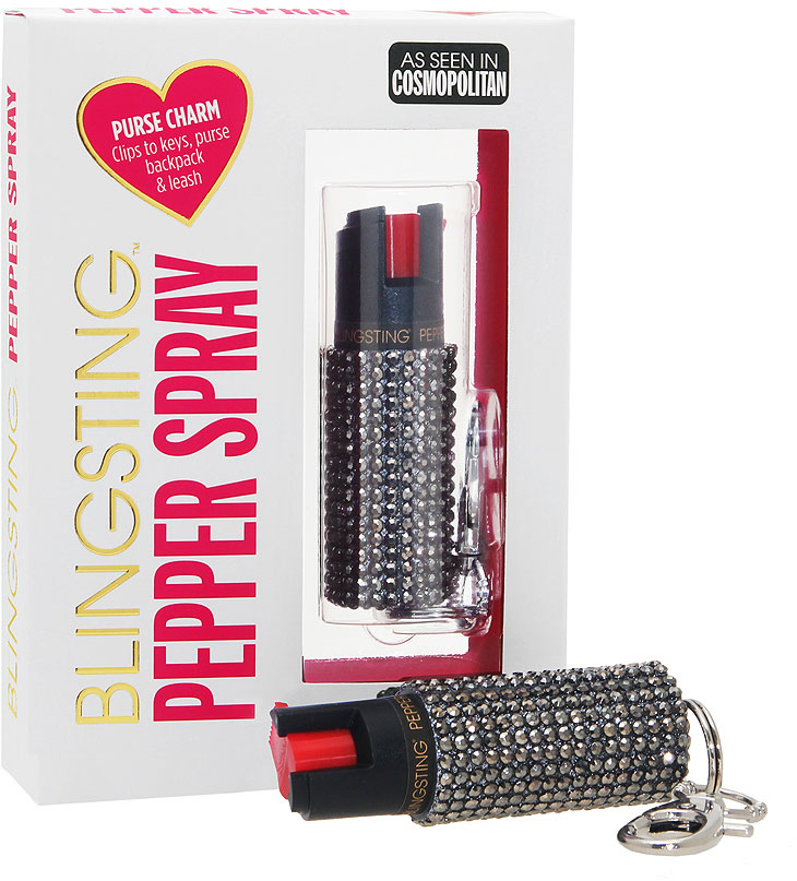 PS Products Blingsting Keychain Pepper Spray BS2MNKS, Mink w/Silver Chain