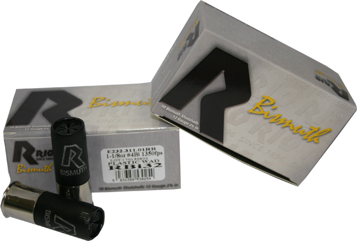 Rio Bismuth Shotshells RBI324, 12 Gauge, 2-3/4", 1-1/8 oz, 1350 fps, #4 Bismuth Shot, 10 Rd/bx