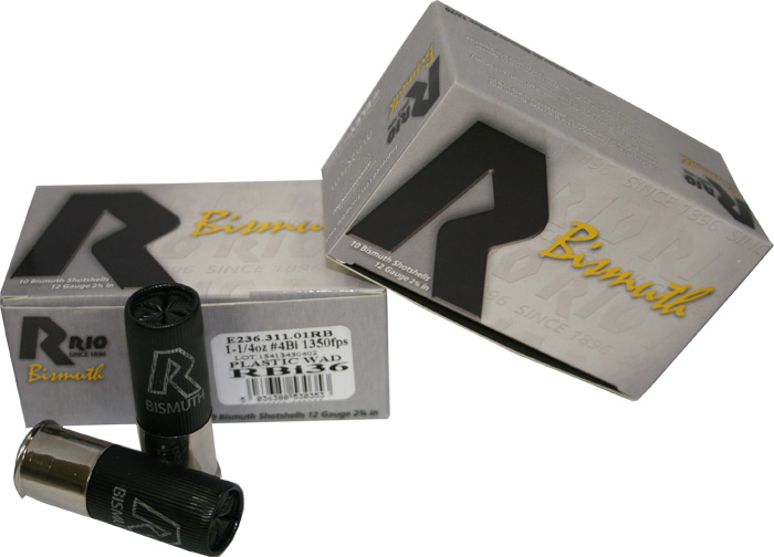 Rio Bismuth Shotshells RBI364, 12 Gauge, 2-3/4", 1-1/4 oz, 1350 fps, #4 Bismuth Shot, 10 Rd/bx