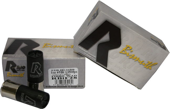 Rio Bismuth Fiber Shotshells RBIF285, 12 Gauge, 2-3/4", 1 oz, 1350 fps, #5 Bismuth Shot, 10 Rd/bx