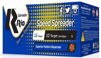 Rio Competition Speed Spreader Shotshells SS329, 12 Gauge, 2-3/4", 1 1/8 oz, 1350 fps, #9 Shot, 10 Rd/bx