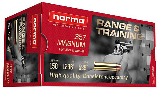 Norma Range & Training Pistol Ammunition 620640050, 357 Magnum, FMJ, 158 GR, 1296 FPS, 50 Rd/Bx