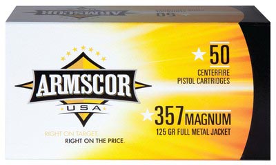 Armscor Pistol Ammunition FAC357-2N, 357 Magnum, Full Metal Jacket, 125 GR, 50 Rd/bx