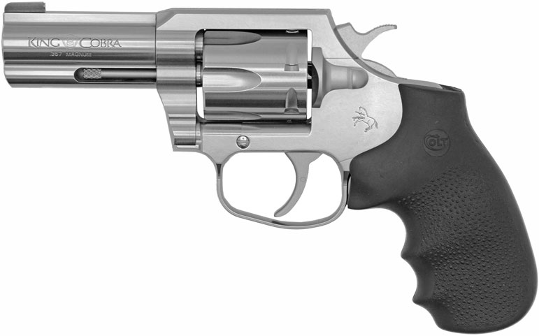 Colt King Cobra Revolver KCOBRASB3BB, 357 Magnum, 3", Hogue Overmolded Grips, Stainless Steel Finish, 6 Rds