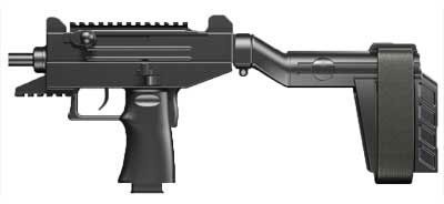 IWI Uzi Pro Semi-Auto Pistol w/Side Brace UPP9SB, 9mm, 4.5", Black Polymer Grips, Black Finish, 25 Rd