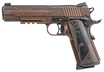 Sig 1911 Spartan II Pistol 1911R45SPARTANII, 45 ACP, 5 in, Black Spartan Grip, Distressed Finish, Night Sights, 8 Rd