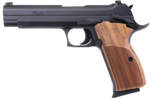 Sig P210 Standard Pistol 210A9B, 9mm, 5 in, Target Walnut Grip, Nitron Finish, Contrast Sights, 8 Rd
