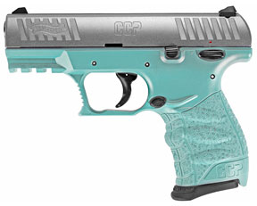 Walther CCP M2 Pistol 5082512, .380 Auto, 3.54 inches, Synthetic Grip, Angel Blue Finish, 3 Dot Steel, Drift-Adjustable Rear