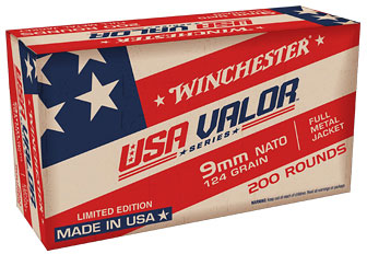 Winchester USA Pistol Ammunition USA9NATOW, 9mm NATO, Full Metal Jacket (FMJ), 124 GR, 1140 fps, 200 Rd/bx
