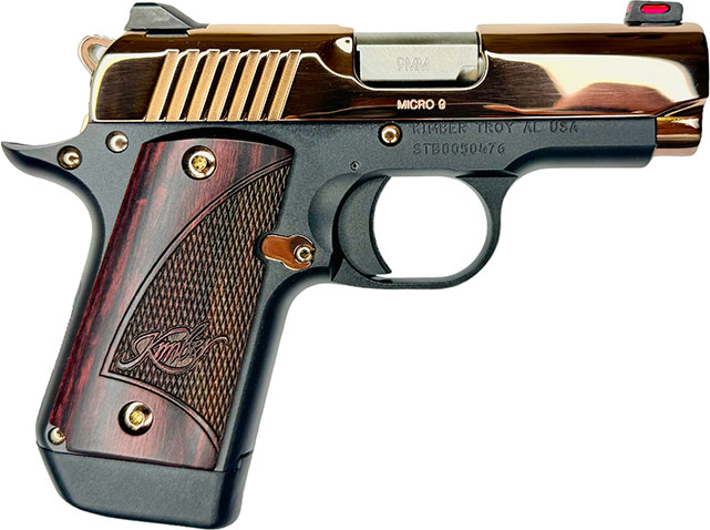 Custom & Collectible Limited Edition 1 of 30 Rose Gold Edition Kimber Micro 9 Pistol CNC10104, 9MM, 3.15", Rosewood Grips, Rose Gold Slide, 6 Rd