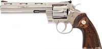 Colt Python Revolver PYTHON-SP6WTS, 357 Magnum, 6", Walnut Grips, Stainless Steel Finish, 6 Rds