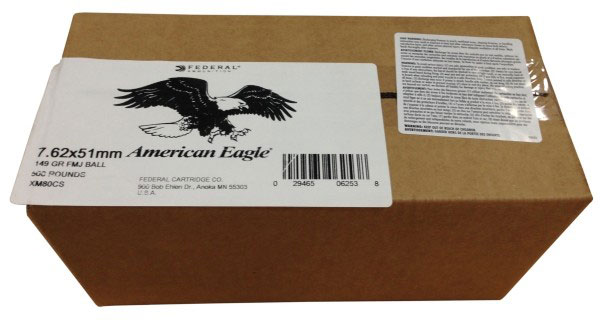 Federal Cartridge Rifle Ammunition XM80CS, 7.62x51mm NATO, Full Metal Jacket, 149 GR, 3250 fps, 500 Rds/Case