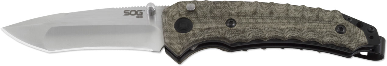 SOG Kiku Black Tanto Satin Assisted Folding Knife (KU3001)