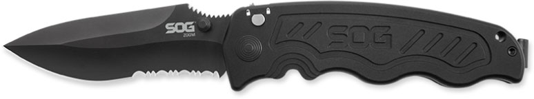 SOG ZOOM Partially Serrated Clip Point Blade Folding Knife (Z1016)