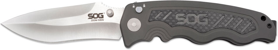 SOG Zoom S30V Drop Point Blade Folding Knife w/Carbon Fiber Handle (ZM1018)