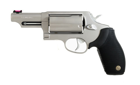 Taurus 45/410 The Judge Revolver 2441049TPSSP, 410 GA / 45 Long Colt, 4" BBL, Rubber Grip Overlay, Stainless Steel Finish, with case and Holster