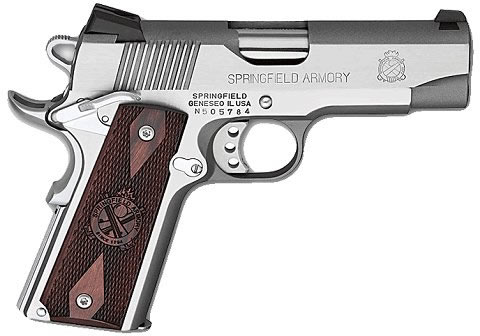 Springfield Champion 1911 Pistol PX9142LP, 45 ACP, 4 in Bull, Cocobolo Wood Grip, Stainless Finish, Tritium 3-Dot Sights, 7 Rd