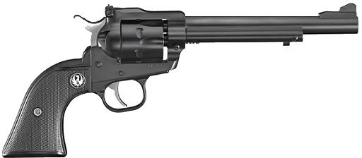Ruger Single Six NR6FL Revolver 10646, 22 LR / 22 WMR, 6 1/2 in, Check Black Rubber Grip, Blue Finish, 6 Rd, Fixed Sights