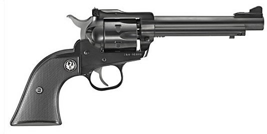 Ruger Single Six NR5FL Revolver 10629, 22 LR / 22 WMR, 5 1/2 in, Check Black Rubber Grip, Blue Finish, 6 Rd, Fixed Sights